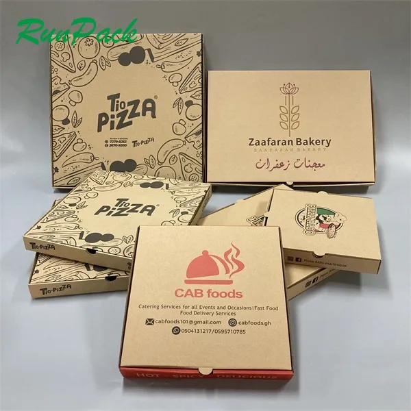 Wholesale delivery paper package high quality corrugated board pizza box custom logo printed pizza boxes