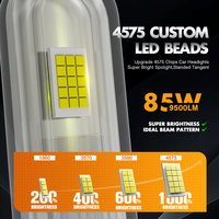 RCJ Versa Modèle U85 H4 H7 H11 9005 9006 LED Voiture Lumières Nouveau Design 9500LM LED Phares 6000K Aluminium Couleur Température Ampoules