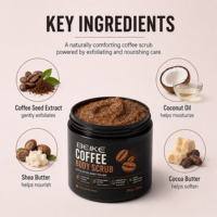BEIKE Gommage corporel au café avec logo personnalisé, soin de la peau biologique, éclaircissant, lissant, hydratant, nettoyage en profondeur, exfoliant naturel