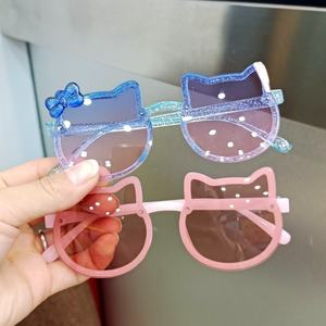 Korean Style Trendy Women's Cartoon Polarized Sunglasses UV-Proof Cute Cat Eye Frameless Fashionable Sunscreen Gold <strong>Tac</strong> - Product Image 4