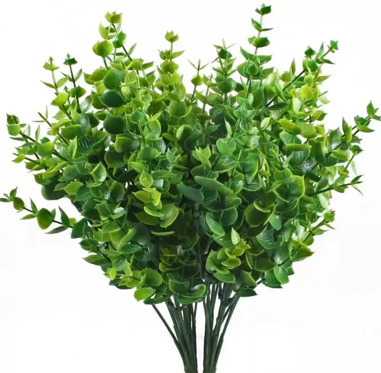 Special offer YYJL015 faux water grass green leaves stem artificial plastic eucalyptus plant for home wedding decor