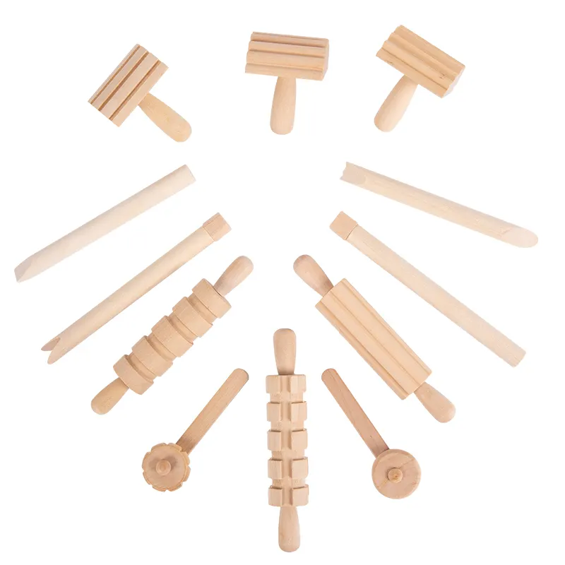 Деревянные 12 шт. Пластилин инструменты игрушка Монтессори с тестом, набор для стемпинга детская игра Сделай Сам сенсорные игрушки развивающие деревянные игрушки