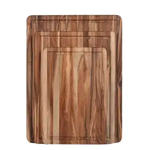 Tabla de cortar de madera de goma artesanías caja de cartón al por mayor personalizado extra grande grueso de madera para picar para la venta Vietnam natural