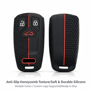 Prix de gros pour les housses de clés en silicone souple à motif nid d'abeille pour <span class=keywords><strong>Audi</strong></span> <span class=keywords><strong>TT</strong></span> <span class=keywords><strong>RS</strong></span> A4 A5 SQ7 2017-2019 à 3 boutons - Product Image 1