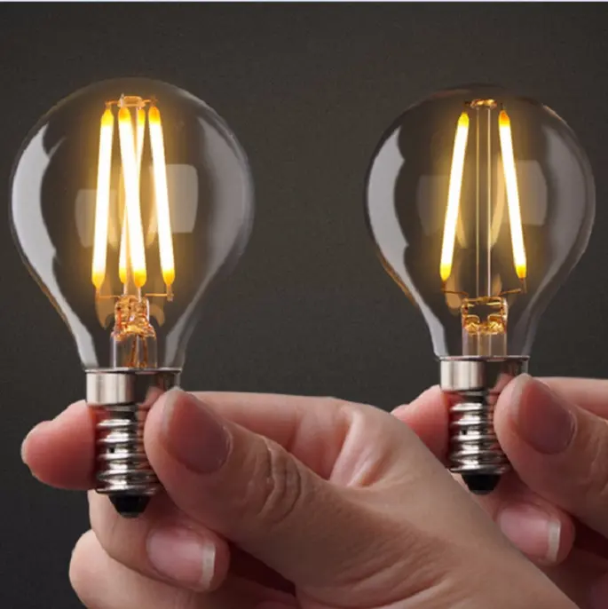 Kısılabilir Edison LED Filament ampul lamba şeffaf cam 2W 4W 6W sıcak/soğuk beyaz E12 E14 baz G45 küçük küre ampul