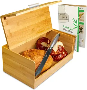 厨房用竹制面包盒质朴而优雅的木制面包盒，用于厨房柜台面包盒，使烘焙食品保持新鲜