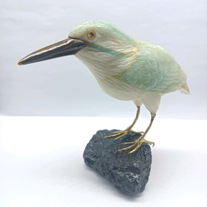 Sculpture d'oiseau en quartz bleu/calcaire noir, art populaire, pour cadeaux de fêtes BJ1117 - Product Image 1