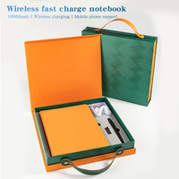 Carnet en cuir PU A5 rechargeable personnalisé batterie externe intégrée de 10000mah chargeur sans fil pour ordinateur portable de luxe