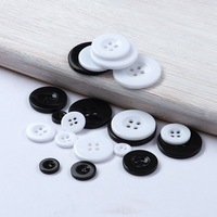 Grosir Baju Kancing Resin Bulat 4 Lubang Kancing Putih dan Hitam