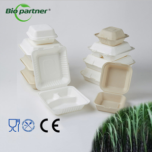 Biopartner 9 Polegada Eco-Friendly Fast Food Embalagem Descartável Louça Bagasse Clamshell para Take Out para Sushi e Geléia - Product Image 1