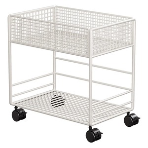 Étagère de rangement pour placard à double niveau en métal, largeur 26 cm, profondeur 77 cm, hauteur 65 cm, avec roulettes et paniers/étagères supérieurs et inférieurs - Product Image 1
