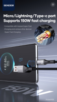 Kabel Data USB ke Type-C M28T 1M Kepang 6A 150W USB 3.0 Pengisian Cepat untuk Smartphone Android IOS (Pabrik OEM ODM)