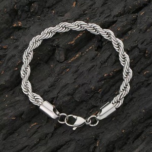 Bracelet torsadé en acier inoxydable tendance pour homme, élégant et simple, plaqué or 18 carats, style hip-hop - Product Image 4