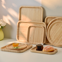 Produits populaires personnalisés Assiette en bambou classique incassable Assiette en bois massif pour plats, collations, desserts