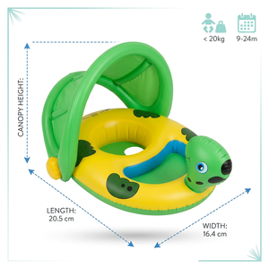 Bouée gonflable pour bébé avec auvent pare-soleil, motif tortue de mer amusant et mignon, dotée de plusieurs chambres à air et d'un vinyle lisse. - Product Image 5