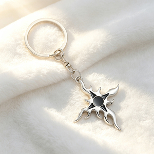 Stainless Steel Cross Keychain Religious Metal Pendant <b>Key</b> Ring Silver and Black Color for Fashion Accessory - Product Image 2