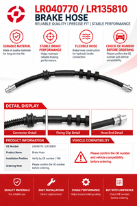 สายเบรคหน้าแบบยืดหยุ่น LR040770 LR135810 สำหรับแลนด์โรเวอร์ ฟรีแลนเดอร์ 2 LR2 ด้านหน้าซ้ายขวาอะไหล่ทดแทน - Product Image 2