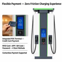 Station de recharge rapide DC commerciale 120 kW pour flotte de véhicules électriques et parking public avec système de paiement par carte de crédit et prise en charge OCPP