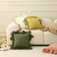Nouvelle housse de coussin en coton uni moderne, décoration de la maison, housse de coussin à volants, adaptée au salon