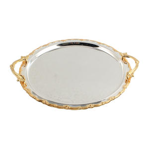 Juego de Bandejas de Servicio de Metal con Baño de Oro de Lujo, Bandeja de Servicio Redonda de Metal con Baño de Oro Premium - Product Image 5