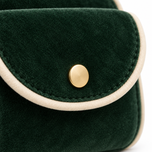 Pochette Cosmétique Mignonne à Double Fermeture Éclair, Tissu Peluche Vert Foncé avec Bordure Crème, Trousse de Toilette Personnalisable avec Logo, Cadeau en Polyester - Product Image 2