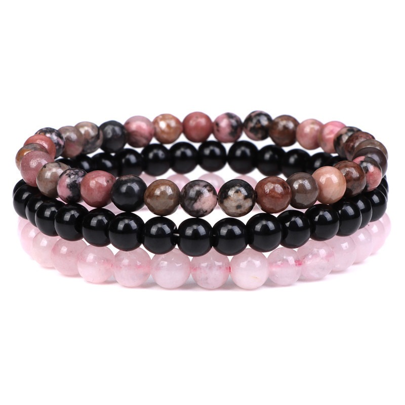 Quartz rose obsidienne rhodonite noire