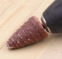 Mini tête de meulage de papier de sable rouge avec tige de 6mm roue à lamelles de papier de verre à cône de grain 80 pour ponceuse de forage polissage d'ébavurage