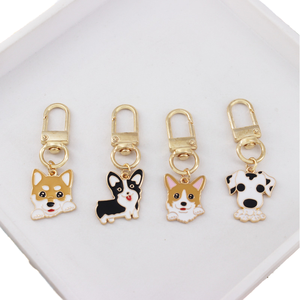 हस्तनिर्मित पेस्टल राल कुत्ते कीचेन प्रीमियम धातु हुक कोवी कार्टून पालतू जानवरों के लिए 8 निर्मित मिश्र धातु सामग्री - Product Image 3