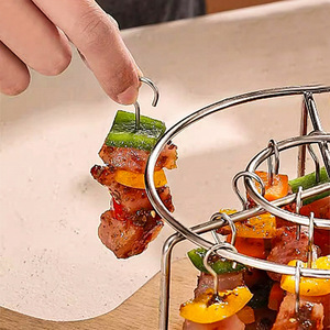 Round Stainless Steel Grill Rack With 24 Skewers For Air Fryer Oven Barbecue Cooking - Product Image 1
