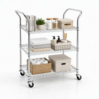 Étagère de rangement moderne en fil métallique chromé à 5 niveaux réglables en hauteur, en acier au carbone, pour cuisine, salle de bain, salon