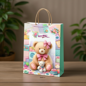 Borsa regalo grande piatta stampata Erpsl 10419 con design orsetto per regali e promozioni - Product Image 3