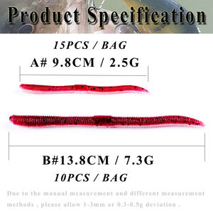 DriftCatch 2-Spec (9,8CM/2,5G/15pcs/Bag & 13,8CM/7,3G/10pcs/Bag) Appât souple en forme de ver - 5 couleurs avec compatibilité multi-rig - Product Image 2