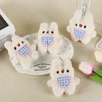 Mini porte-clés lapin blanc en peluche mignon et moelleux, petite poupée breloque de sac en coton PP