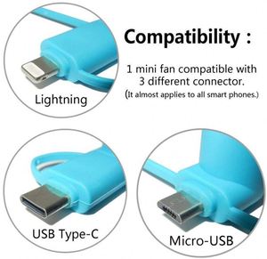 พัดลมมือถือพกพาขายส่งจากโรงงาน พัดลมขนาดเล็ก 2 in 1 แบบ USB สำหรับ iPhone และ Android Type-C พร้อมโลโก้สั่งทำ - Product Image 5