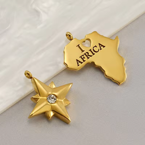 Ciondoli da viaggio e monumenti |   Ciondoli in Acciaio Inossidabile Placcato Oro 18K PVD per Creazione di Gioielli Fai-da-Te |   Ciondoli con simboli di viaggio e del mondo - Product Image 4