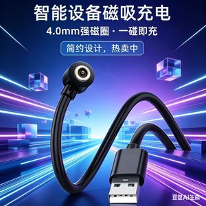 Cable de Carga para Anillo Inteligente, 30cm, 4mm, Redondo, USB Estándar, Negro, para Dispositivos Vestibles - Product Image 5