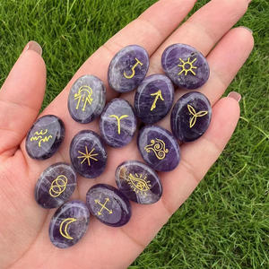 Juego de 13 Runas de Brujas, Símbolos de Cristal de Amatista Natural <span class=keywords><strong>y</strong></span> Cristal Rosa, Piedras de Adivinación para Wicca, Paganismo, Brujería <span class=keywords><strong>y</strong></span> Sanación Espiritual - Product Image 6