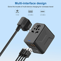 Adaptateur universel de charge rapide 65W d'usine, adaptateur de voyage universel USB GaN, prise adaptateur mural GaN 3 type-C, chargeur mural 2500W max