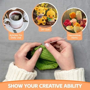 LQ260938 HATINXIA 58pcs <b>Crochet</b> <b>Kit</b> Beginners, Ergonomic Needles Tools DIY Knitting Accessories Experienced Lovers - Product Image 6