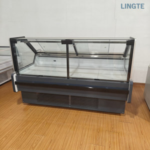 Vitrine Réfrigérée Professionnelle pour Viande <span class=keywords><strong>Halal</strong></span> avec Verre Courbé, Dimensions Personnalisables, Comptoir Réfrigéré pour <span class=keywords><strong>Boucherie</strong></span> Islamique - Product Image 1