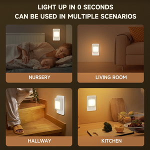 EU/US/UK <b>Plug</b>-in Mini ABS Bedroom Dusk to Dawn Sensor 2700K 3-Stepless Dimming Wall Night <b>Light</b> - Product Image 5