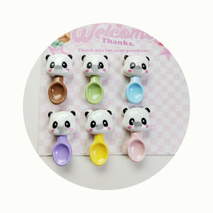 Kawaii มินิแพนด้าช้อนของเล่นเรซิ่นแบนกลับ DIY Hairpin ต่างหูหัตถกรรมสมุดภาพกุทัณฑ์ตกแต่ง Art - Product Image 1