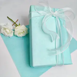 Papel tisú Logotipo personalizado Embalaje Papel tisú impreso con logotipo Papel tisú azul agua - Product Image 1