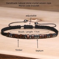Bracelet d'amitié pour homme en perles d'œil de tigre naturel et d'onyx noir, code morse, pour la force et le courage, cadeau personnalisé avec message secret