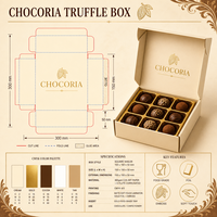 Boîte d'expédition personnalisée en carton crème pour truffes au chocolat gourmet avec plateau intérieur doré, pelliculage mat, ouverture facile, boîte cadeau
