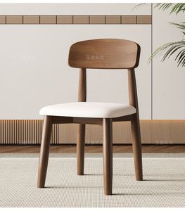 Silla de Comedor Moderna <span class=keywords><strong>Ajustable</strong></span> de Madera Maciza Estilo Crema con Respaldo, Muebles para el Hogar de Alta Gama y Lujo Ligero L024 - Product Image 1