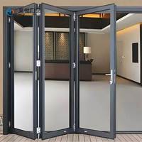 Porte pliante panoramique en alliage d'aluminium, porte patio pliante en verre trempé insonorisé à rupture de pont thermique pour villa