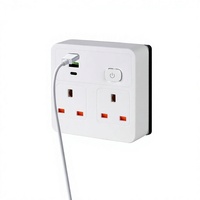 Adaptateur mural universel multi-prises 13A, ports de charge rapide USB Type-C, multiprise multifonction, rallonge électrique