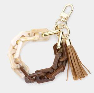Sevimli kişiselleştirilmiş tıknaz deri PU anahtarlık çoklu renkler akrilik bileklik boş anahtarlık ile bükülmüş bağlantı bileklik - Product Image 5