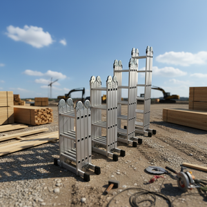 Scala Pieghevole in Alluminio Multiuso di Grado Commerciale <span class=keywords><strong>con</strong></span> Cerniere di Sicurezza - Product Image 1